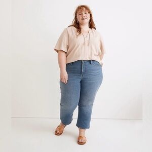 NWT Madewell Pointelle Tie Neck Tunic Top in Avalon Pink Size 4X Blouse Office